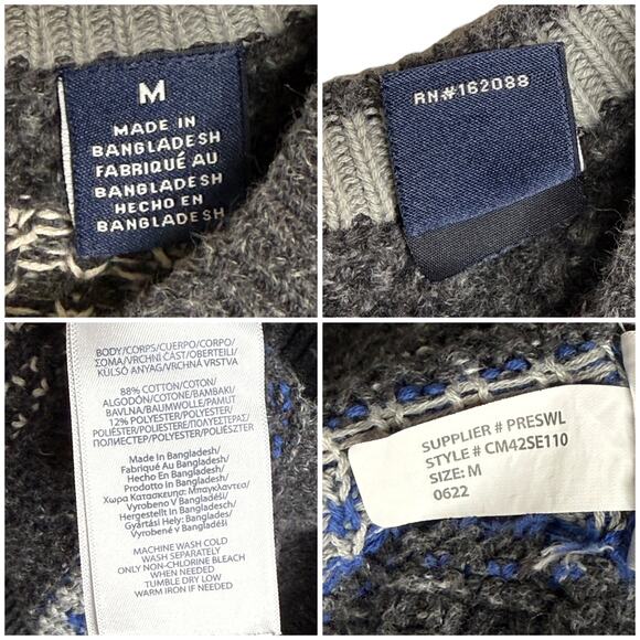 Chaps Crewneck Knit Sweater Dogs and Trees Winter Print Size Medium - Picture 4 of 8